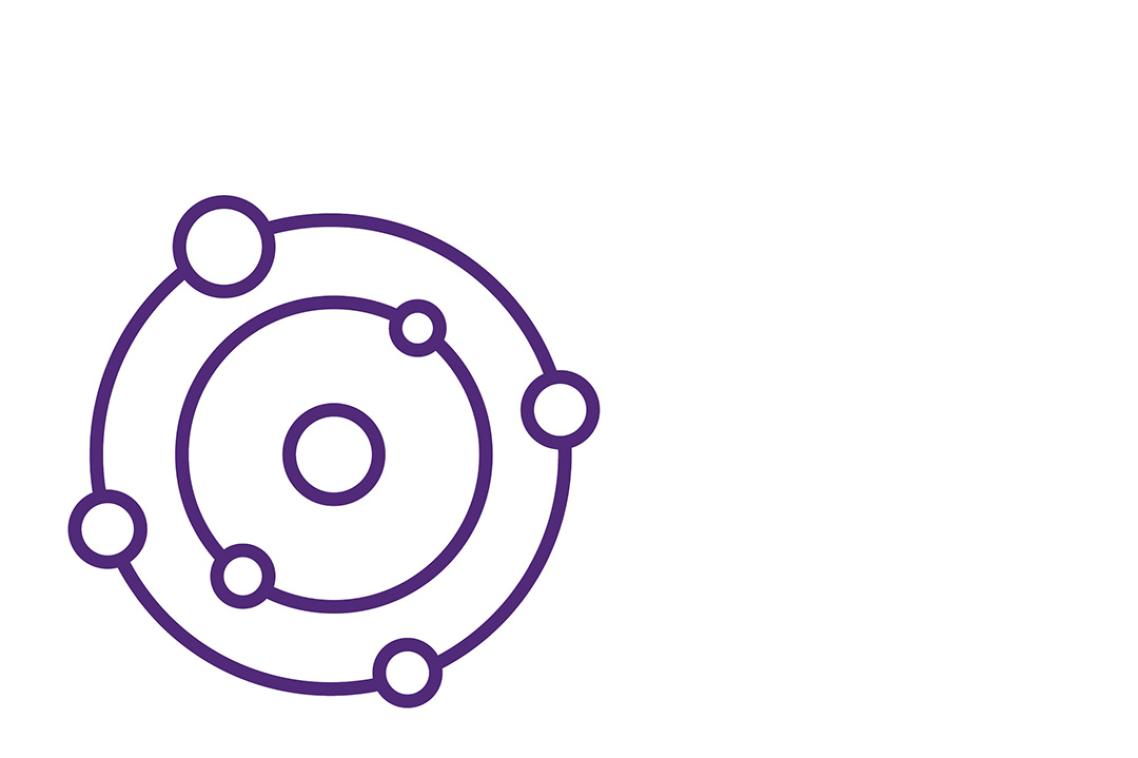 A graphic depicting concentric circles, intersected by smaller circles.